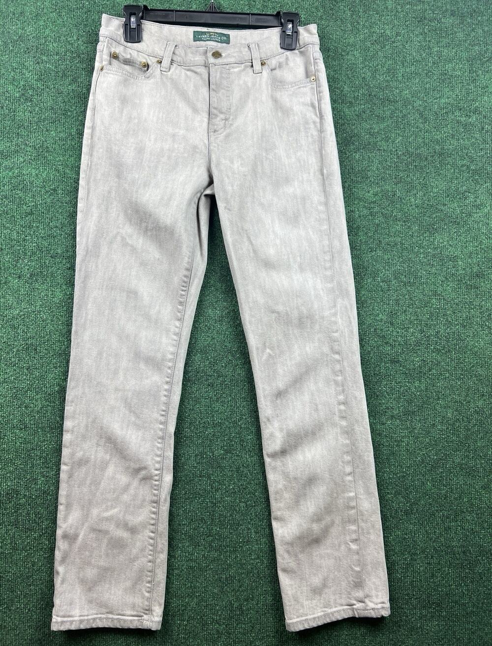 Ralph Lauren Women’s Gray Light Wash Slim Mid Rise Jeans